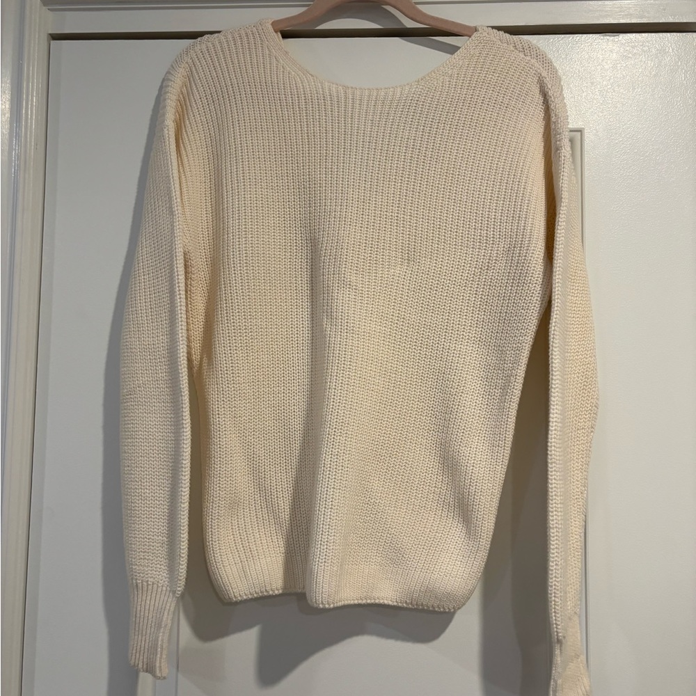 Cream Twist Back Sweater Medium